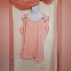 Light Pink Cold-Shoulder Tank with Ring Detail Sz 2XL